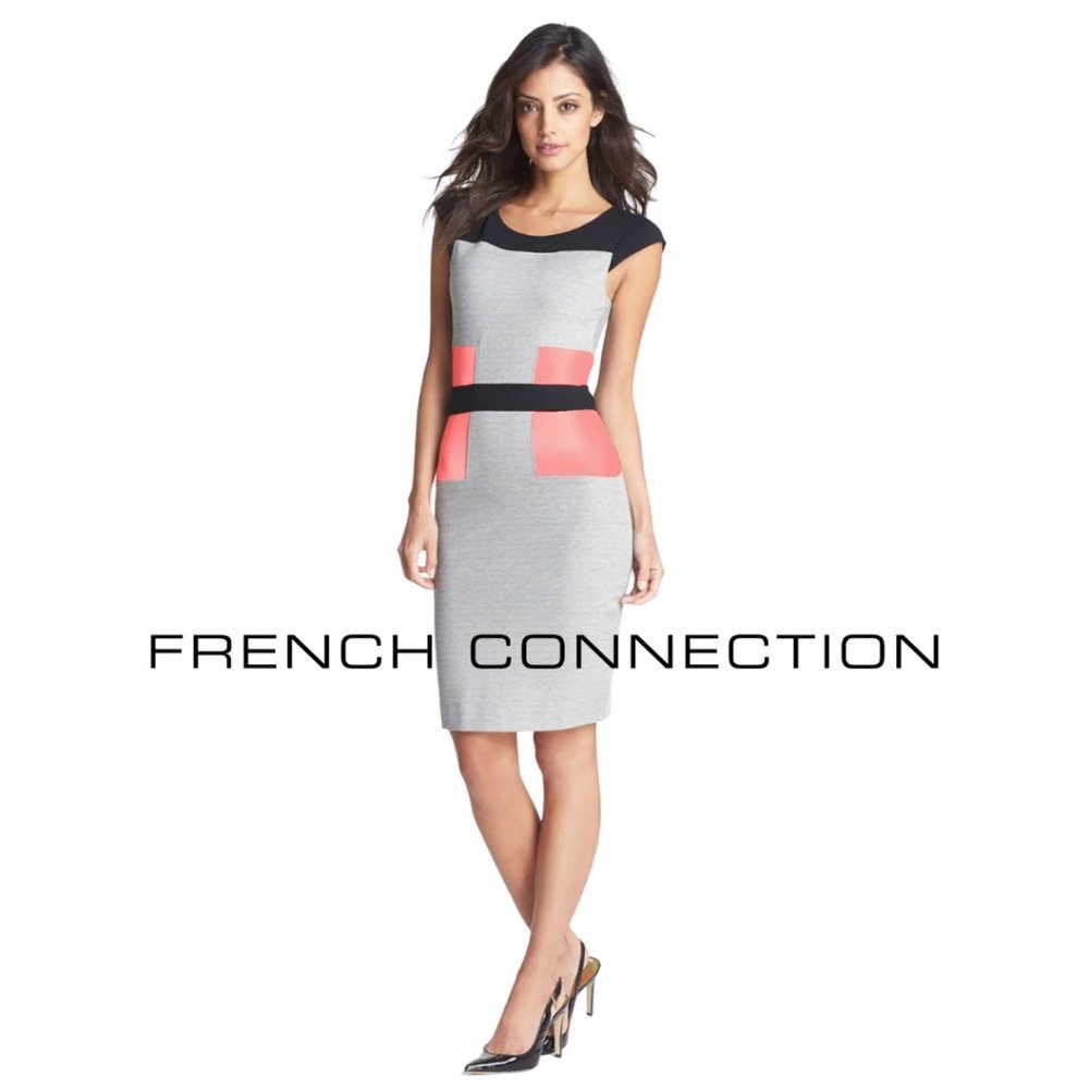 FRENCH CONNECTION Colorblock Pink Knit Dress